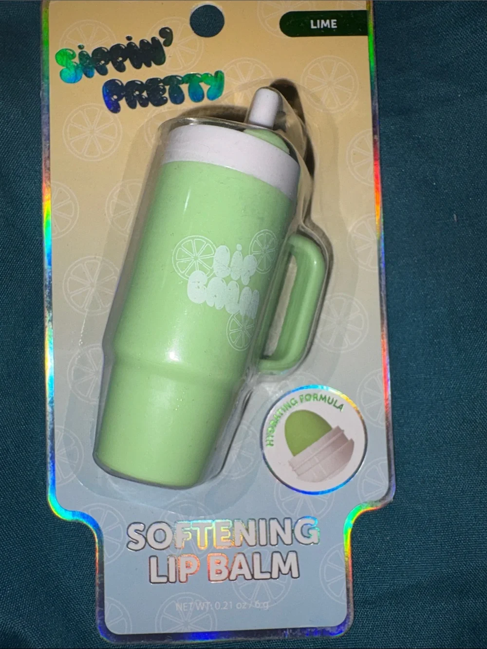Big Cup-like Lip Balm - Lime - light green Softening Lip Balm - Cup Desig